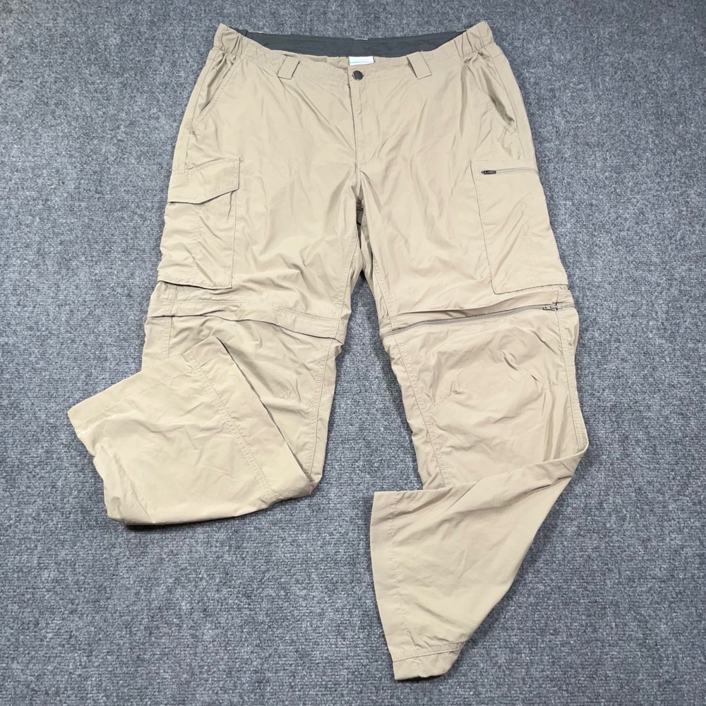 Columbia Silver Ridge Convertible Cargo Pants Mens 38x30 Omni-Shade Khaki Hiking
